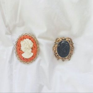 Bundle of 2 Vintage Cameo pins